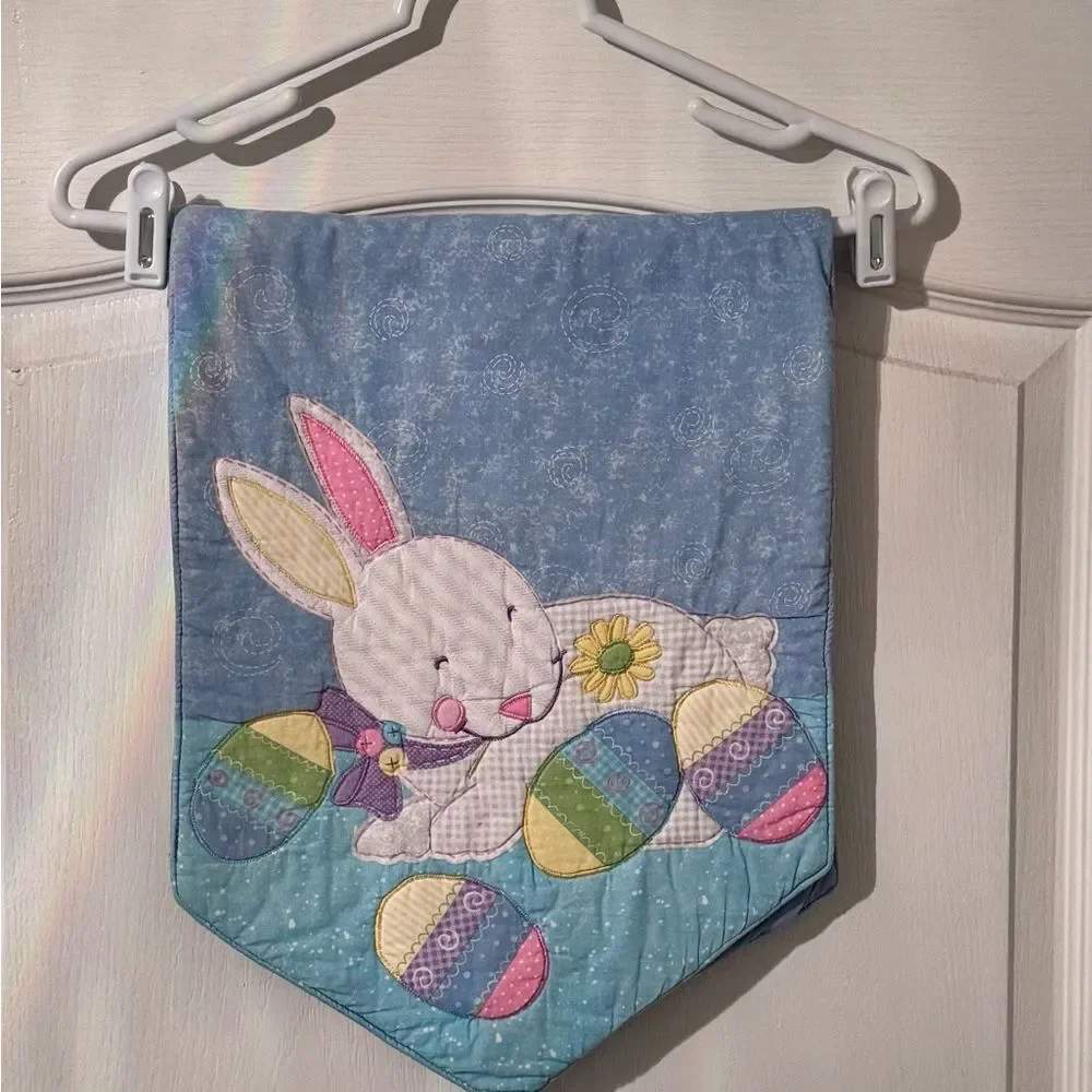 Vintage Easter Bunny Small Table Runner with Eggs
